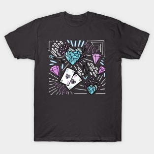 Blue and Pink Diamond Heart design T-Shirt